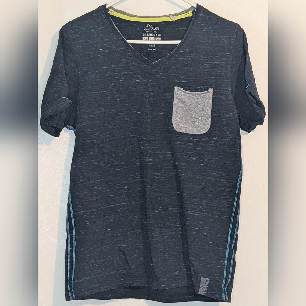 Men's Short Sleeve Tee - Black with Gray Pocket
